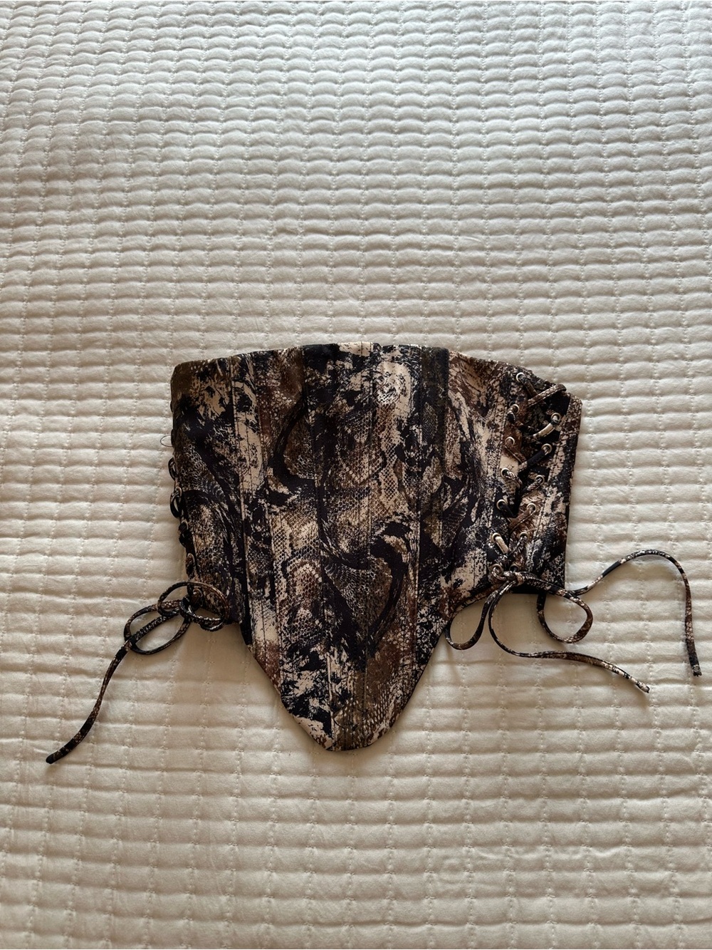 Women’s Brown Snake Print Lace-Up Corset